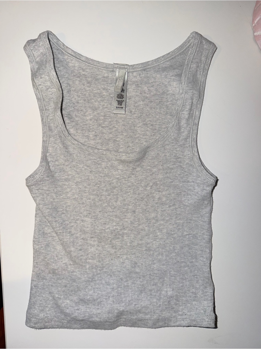 SKIMS Ribbed Tank Top in Light Gray